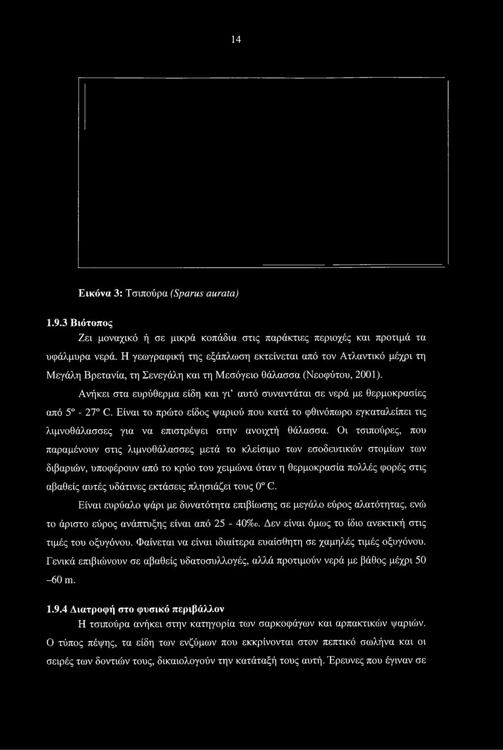 Ανήκει στα ευρύθερμα είδη και γι αυτό συναντάται σε νερά με θερμοκρασίες από 5-27 C.