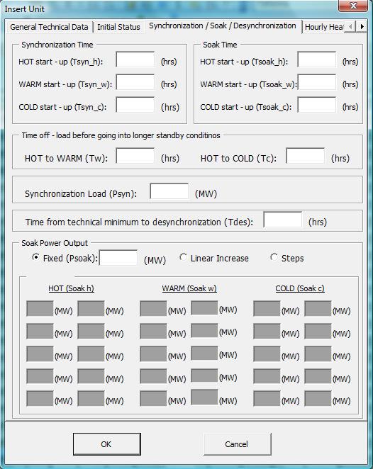 Desynchronization phase: Φάση αποσυγχρονισµού Number of hours unit has been ON-line/OFF-line of hour t=0 (Tini): Αριθµός ωρών που η µονάδα βρίσκεται εντός/εκτός λειτουργίας, σε hrs Προσοχή: Όταν η