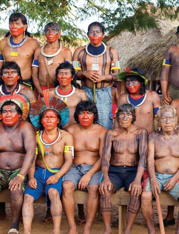 Members of the indigenous tribe of Kayapo in the Central Amazon