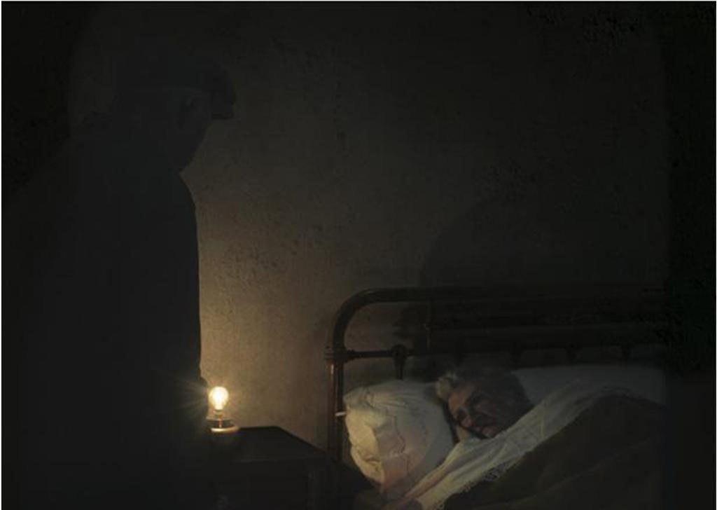 es Vigilia retrata el cariño en la vejez, las noches en duermevela por miedo a la soledad, a la muerte y a la separación del ser amado, el temor de ambos a dejar la vida en manos ajenas y perder su