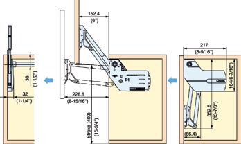 απλή λειτουργία χωρίς τη χρήση πρόσθετων μεντεσέδων μέγιστο πλάτος πόρτας ύψος πόρτας βάρος πόρτας 150 cm 39-55 cm 5-11 κιλά 143-SLU- ELAN-L4 143-SLU-