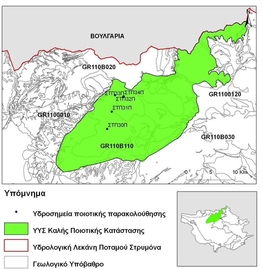 Σχήμα 4.11.2. Χάρτης ποιοτικής (χημικής) κατάστασης ΥΥΣ Βροντούς (GR110B110).