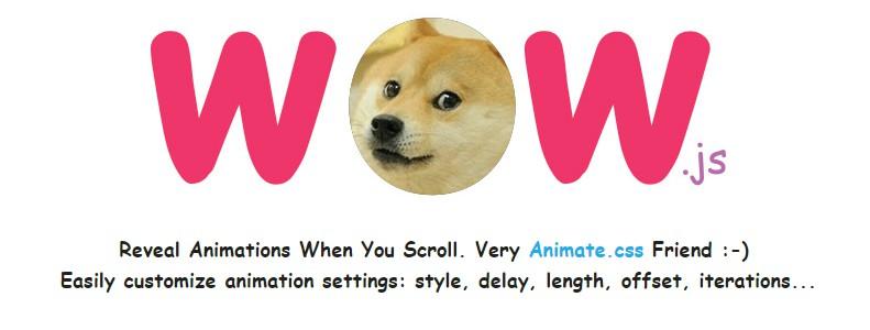 2.5.7 WOW.js Εικόνα 2.49 Βιβλιοθήκη WOW.js Το WOW.js έιναι ένα JavaScript πρόσθετο (plug-in) που χρησιμποιείται για την εφαρμογή διάφορων εφέ σταδικακά καθώς κάνουμε scroll-down στην ιστοσελίδα.