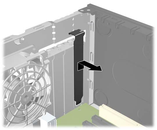 ΣΗΜΕΙΩΣΗ Για να αφαιρέσετε μια εγκατεστημένη κάρτα επέκτασης, αποσυνδέστε όλα τα καλώδια που είναι συνδεδεμένα στην κάρτα. α. Εάν θέλετε να τοποθετήσετε μια κάρτα επέκτασης σε κενή υποδοχή, αφαιρέστε το κάλυμμα της κατάλληλης υποδοχής επέκτασης στο πίσω μέρος του πλαισίου.