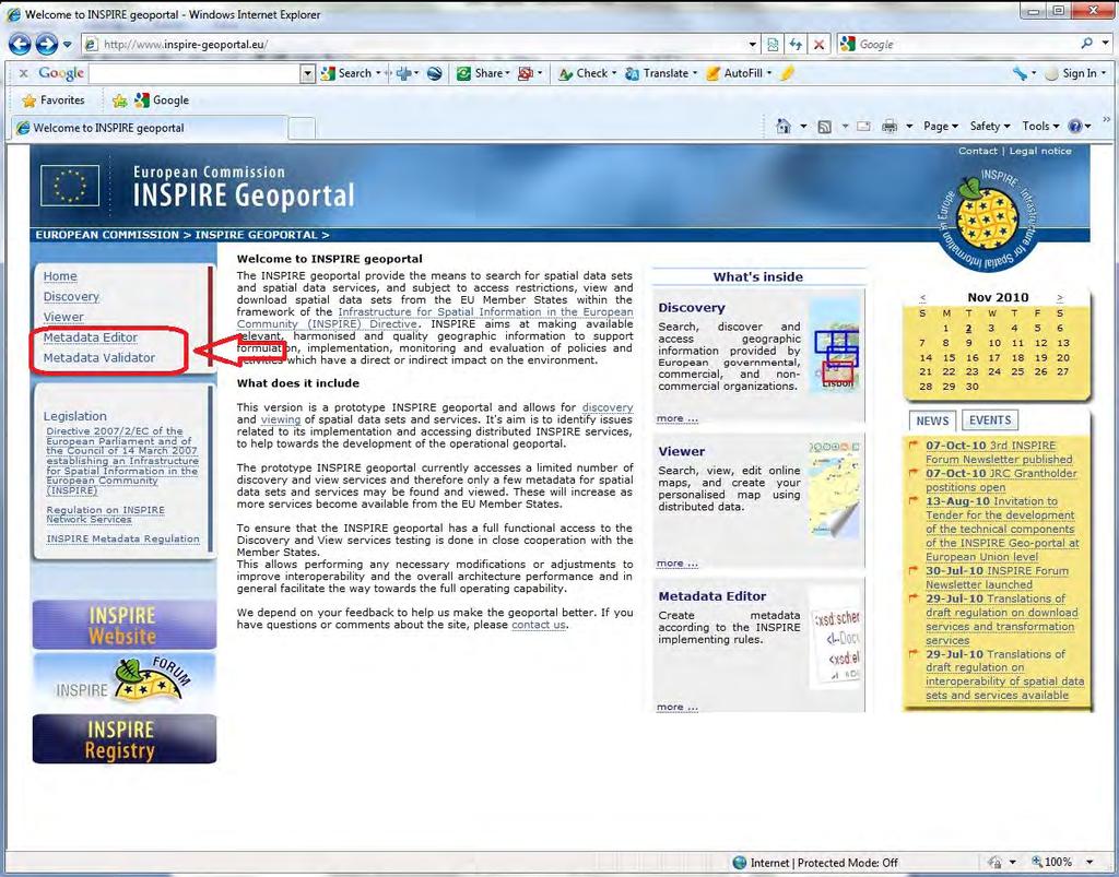 Εικόνα 5.2 9Εισαγωγή στην Γεωπύλη Inspire (πηγή: http://www.inspire-geoportal.