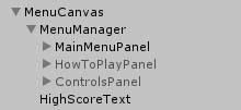 Στο MainMenuPanel υπάρχει η δυνατότητα εκκίνησης του παιχνιδιού, η επιλογή του αριθμού των παικτών, η έξοδος από το παιχνίδι καθώς και η πρόσβαση στα πάνελ HowToPlay και Controls.