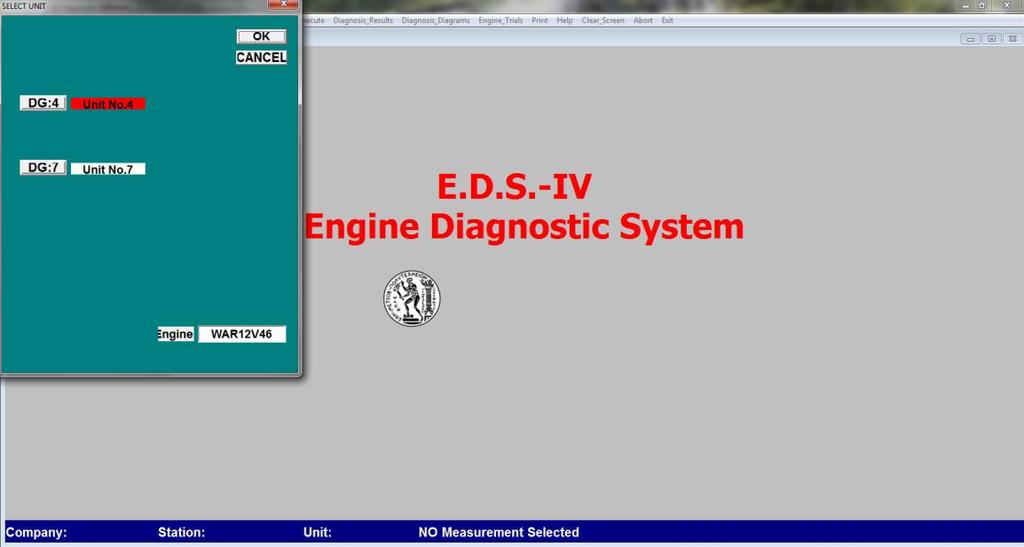 Εικόνα 6.3.2.γ. Μενού επιλογής κινητήρα. Στη συνέχεια, πρέπει να γίνει επιλογή της σειράς μετρήσεων που θα χρησιμοποιηθούν για τη διάγνωση.