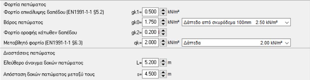 3.3 Δάπεδο ενόρ ανοίγμαηορ Φνξηία δαπέδνπ kn/m 2 κόληκα θαη θηλεηά, ζύκθσλα κε Δπξσθώδηθα 1 6.3. Οη δνθνί ηνπ παηώκαηνο είλαη ακθηέξεηζηνη.