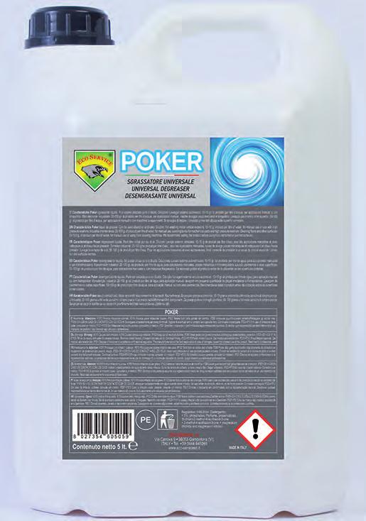 POKER PT Poker desengordurante líquido. Pode ser utilizado puro ou diluído.