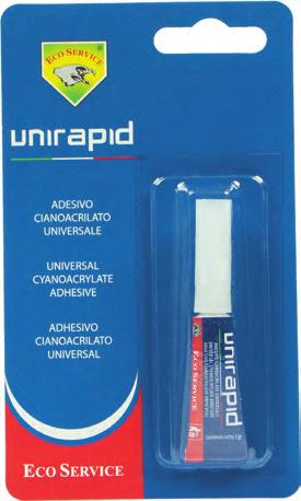 UNIRAPID PT UNIRAPID adesivo cianoacrilato universal e rápido. Cola, de modo definitivo, em 10 segundos. UNIRAPID é superactivo, apenas uma gota é suficiente para selar superfícies até 2 cm.
