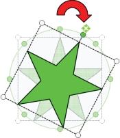 Επιλέξτε το αντικείμενο που θέλετε να περιστρέψετε. Εμφανίζεται ένα πλαίσιο γύρω από το αντικείμενο. 2. Τοποθετήστε το δρομέα πάνω από την πράσινη λαβή περιστροφής.