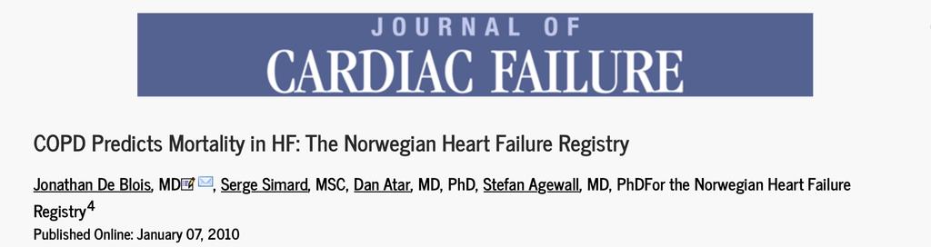 4132 ασθενείς από 22 καρδιολογικά κέντρα - παρακολούθηση για 8 χρόνια Αυξημένη θνητότητα σε ασθενείς με ΧΑΠ και ΚΑ (37%