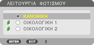 Με την εξοικονόμηση κατανάλωσης ενέργειας, μπορεί να μειωθεί η εκπομπή CO 2 από αυτή τη συσκευή προβολής.