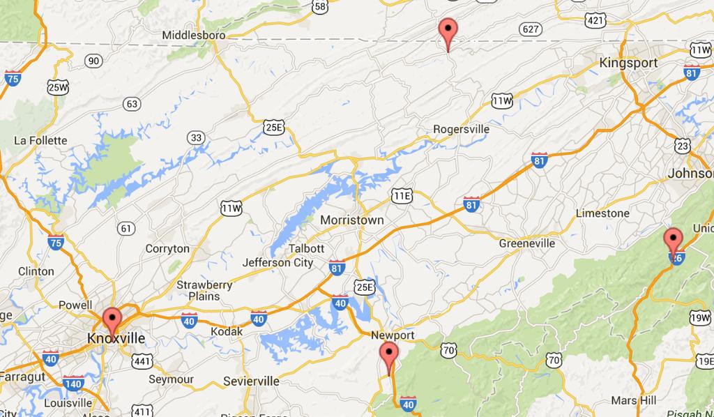 ClinchRiver @Kyles Ford Nolichucky River@TWRA CanoeLaunch UT@ Knoxville PigeonRiver @CosbyCreek Figure2C1.