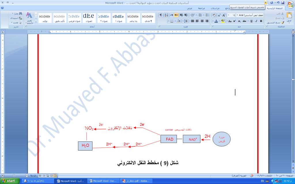 وفي خطوات التأكسد الخمسة ينتزع من مواد التفاعل 5 أزواج من اللكترونات)) e-10 ومثلها معن البروتونعات تستخدم في أكسدة 5 ازواج من الوكسجين لتكوين 5 جزيئات من الماء.