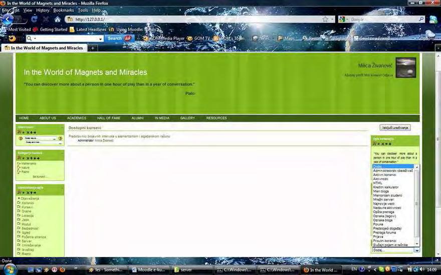 Moodle e-urs o predstavcma brojevh tervala u elemetarom