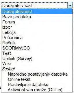 Moodle e-urs o predstavcma brojevh tervala u elemetarom algebarsom račuu 3 Nao zabraog formata reñaju se: Broj sedmca/tema Datum početa ursa Dodac za ups Obavešteje o steu upsa a urs Grupe Dostupost