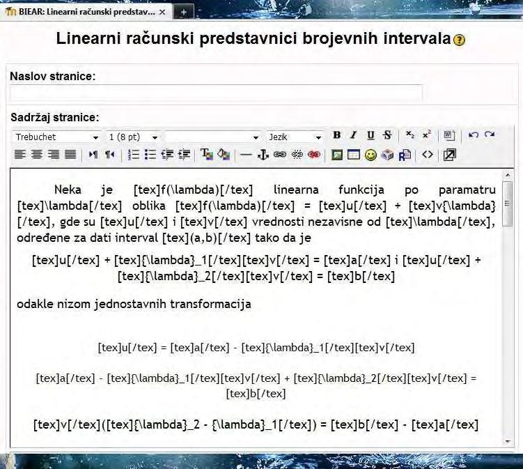 Moodle e-urs o predstavcma brojevh tervala u elemetarom algebarsom račuu 5 Sla 7.