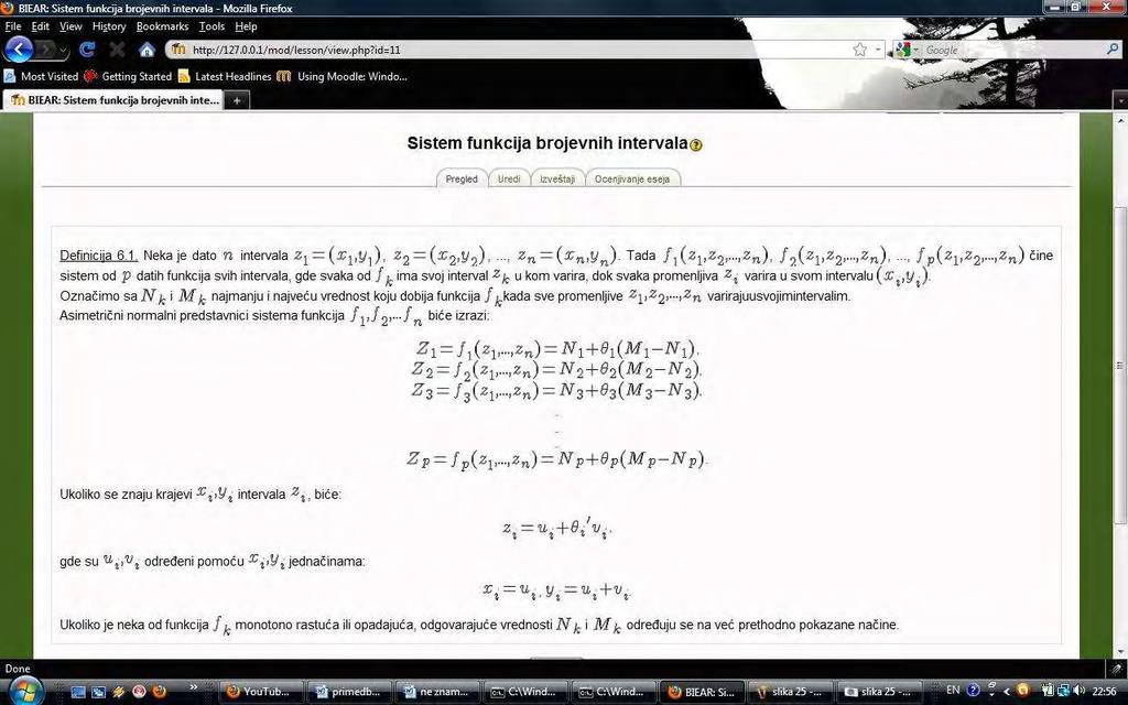 Moodle e-urs o predstavcma brojevh tervala u elemetarom algebarsom