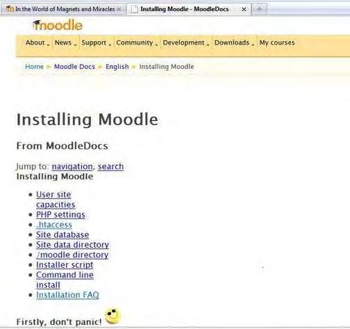 Moodle e-urs o predstavcma brojevh tervala u elemetarom algebarsom račuu 4. MOODLE.. UKRATKO O MOODLE-U I NJEGOVOJ INSTALACIJI Nazv Moodle je sraćeca od Modular Object-Oreted Dyamc Learg Evromet.