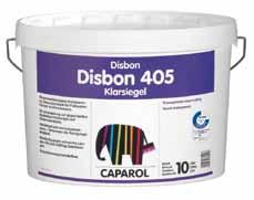 Κατάλληλο για εσωτερική & εξωτερική χρήση 2,5Lt, 7,5Lt 150-200ml/m 2 ανά στρώση 1,30 g/cm 3 λευκό +ColorExpress σατινέ Πολυουρεθανικό προστατευτικό επίχρισμα 130-150ml/m 2 Disbon 405 Klarsiegel 1,10