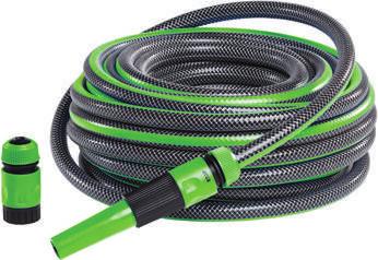 FLORABEST Σετ λάστιχο κήπου 13 mm (1/2") 20m Πλήρες σετ με λάστιχο, ακροφύσιο ψεκασμού και ρακόρ βρύσης Πίεση