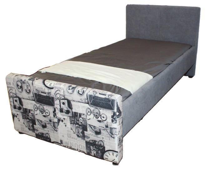 Κρεβάτι LACKY ντυμένο με υφάσματα άριστης ποιότητας, με πάτωμα ξύλα οξιάς σε διαστάσεις