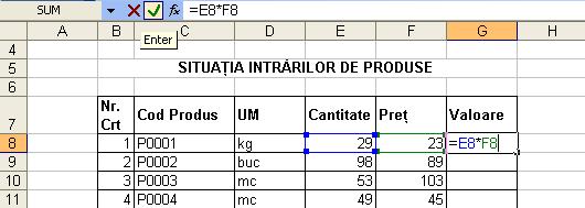 de către Excel. La fel şi operatorul de reuniune (, sau ;), atunci când sunt selectate domenii sau celule neadiacente cu ajutorul tastei Ctrl.