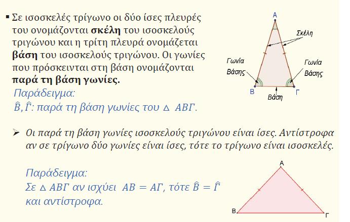 Ιδιότητες ισοσκελούς τριγώνου