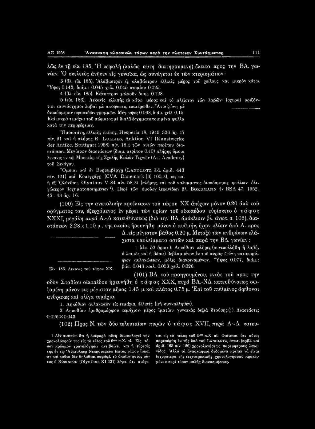 Όμοιοτάτη, ελλιπής επίσης, Hesperia 18, 1949, 326 άρ. 47 πίν. 91 καί ή πλήρης R. Lullies, Auktion VI (Kunstwerke der Antike, Stuttgart 1958) πίν. 18,5 τών αυτών περίπου διαστάσεων.