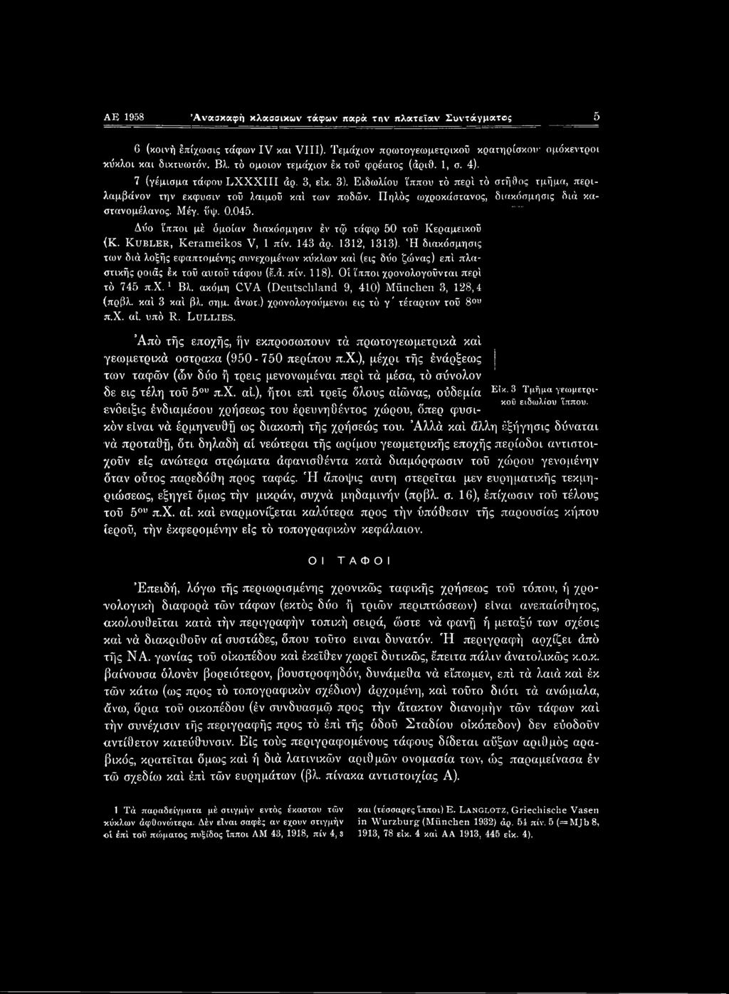 Πηλός ωχροκάστανος, διακόσμησις διά καστανομέλανος. Μέγ. ύψ. 0.045. Δύο ίπποι μέ όμοίαν διακόσμησιν έν τφ τάφφ 50 τού Κεραμεικού (Κ. Kubler, Kerameikos V, 1 πίν. 143 άρ. 1312, 1313).