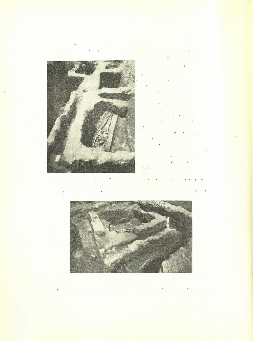 68 Σεραφείμ Ί. Χαριτωνίδου ΑΕ 1958 Είκ. 113. Ό τάφος XLIV μετά τοΰ σκελετού τοΰ τάφου XLV. Περαιτέρω ό τάφος XXVII καί αί πυραί XII καί XXII. Παραλλήλως προς την Ν.