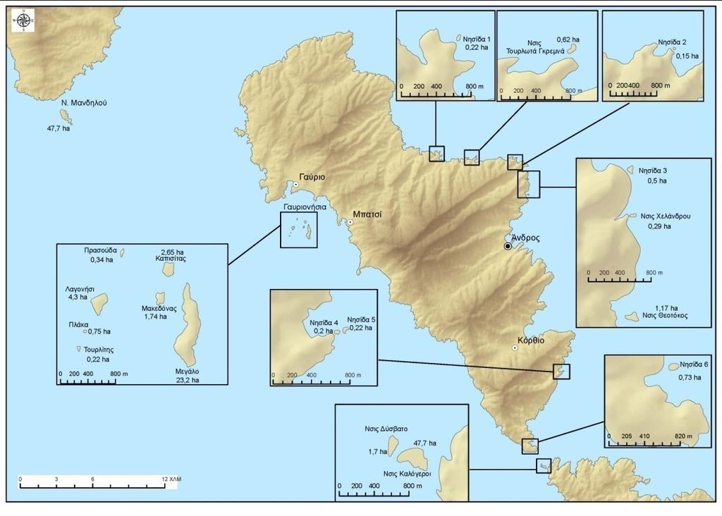 Εισαγωγή 3 1. Εισαγωγή Οι νησίδες περιμετρικά της Άνδρου φιλοξενούν αναπαραγωγικές αποικίες θαλασσοπουλιών, ενώ φιλοξενούν και μια από τις σημαντικότερες αποικίες Μαυροπετρίτη της Ελλάδας.