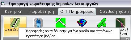 8. Η Υλοποίηση του PFLT 8.3 ΣΟ ΜΕΝΟΤ «Εφαρμογή χωροθέτησης δημοσίων λειτουργιών» Σο κεντρικό μενού της εφαρμογής αποτελείται από τις εξής επιλογές: «Κεντρική», «Φωροθέτηση», «Ο.Σ. Πληροφορία» και «ύνθεση χάρτη» (Εικ.