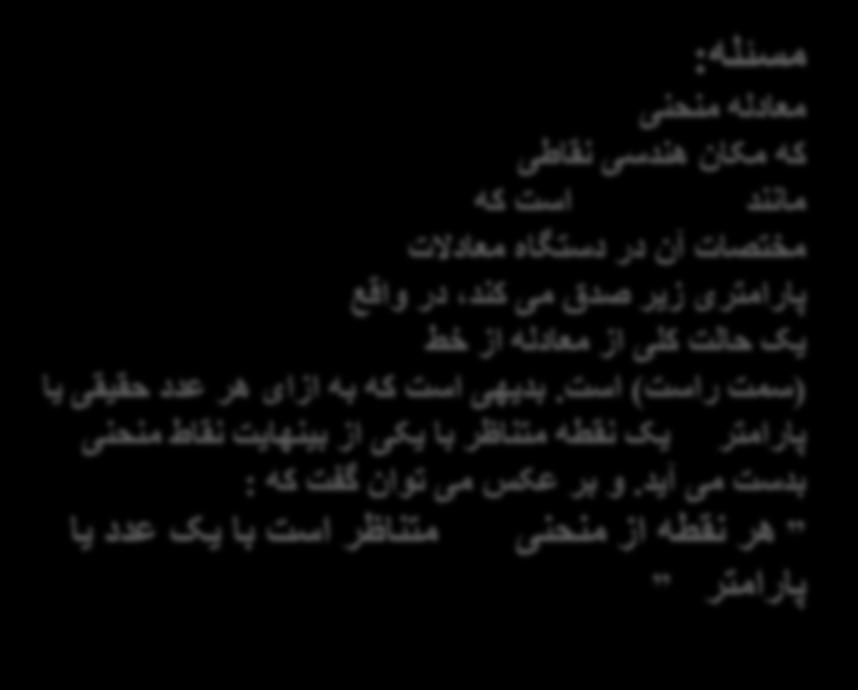 مانند P است که شامل c و موازی بردار مفروض P نقطه مفروض می باشد یعنی همان بردار هادی.