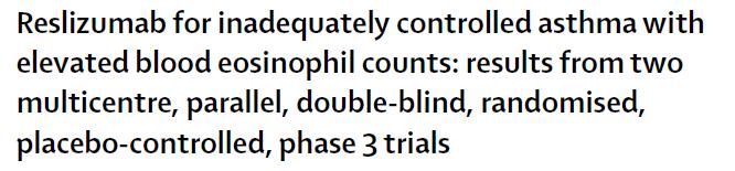 Patients with asth a e a er atio s during the previous year and >400/ LB-Eos at baseline Patients receiving RES had a significant reduction in the frequency of asthma exacerbations compared