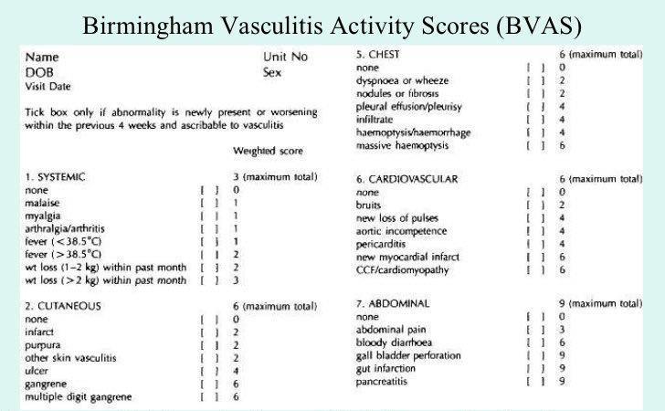 The five factors score (FFS) Gastrointestinal involvement CNS involvement Cardiac involvement Proteinuria >1 g/24h Serum creatinine >141mmol/L FFS=1: GCS (1mg/kg/day, max 75mg/day, for 1 month, then