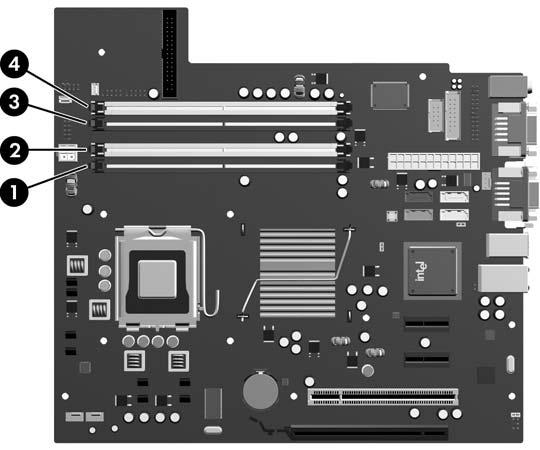 Τοποθέτηση μονάδων μνήμης DIMM στις υποδοχές Η μητρική κάρτα διαθέτει τέσσερις υποδοχές μονάδων μνήμης DIMM, δύο σε κάθε κανάλι. Οι υποδοχές φέρουν τις ενδείξεις XMM1, XMM2, XMM3 και XMM4.