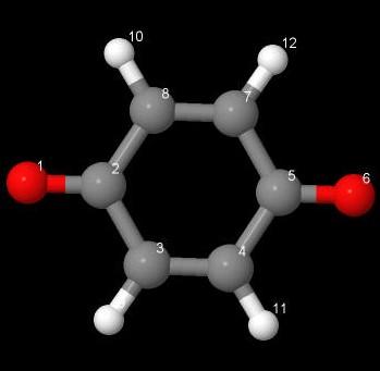 .7 p-βενζοκινόνη (p-benzoquinone, 6 H O ) Ακολουθούμε την ίδια διαδικασία όπως με τις προηγούμενες ενώσεις για το μόριο p-βενζοκινόνη (p-benzoquinone).