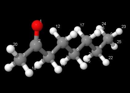 .9 -Οκτανόνη (-Octanone, 8 H 6 O) Ακολουθούμε την ίδια διαδικασία όπως με τις προηγούμενες ενώσεις για το μόριο -οκτανόνη (-octanone).