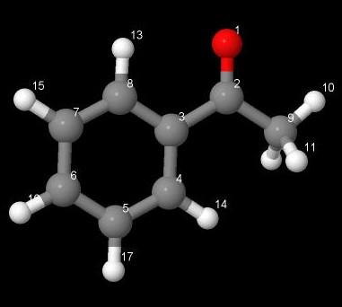 3. Ακετοϕαινόνη (Acetophenone, 8 H 8 O) Ακολουθούμε την ίδια διαδικασία όπως με τις προηγούμενες ενώσεις για το μόριο Ακετοϕαινόνη (Acetophenone).