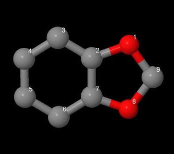 3 3.6,3-Βενζοδιοξόλη (,3-Benzodioxole, 7 H 6 O ) Θα ακολουθήσουμε την ίδια διαδικασία όπως στη Κουμαρίνη για το μόριο,3- Βενζοδιοξόλη (,3-Benzodioxole).