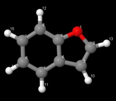 7 3.7 Βενζοϕουράνιο (Benzofuran, 8 H 6 O) Θα ακολουθήσουμε την ίδια διαδικασία όπως στη Κουμαρίνη για το μόριο Βενζοϕουράνιο (Benzofuran).