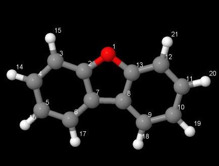 6 3.8 Διβενζοϕουράνιο (Dibenzofuran, H 8 O) Θα ακολουθήσουμε την ίδια διαδικασία όπως στη Κουμαρίνη για το μόριο Διβενζοϕουράνιο (Dibenzofuran).