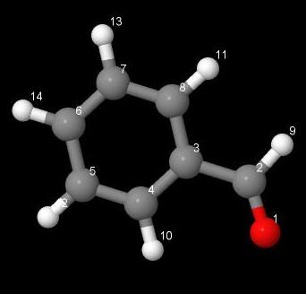 5 Σχήμα.: Βενζαλδεΰδη (benzaldehyde), 7 H 6 O. Παρουσιάζονται οι θέσεις των ατόμων από τα δεδομένα του NIST. και με την MMTS αντίστοιχα. Το πρόγραμμα benzaldehyde.