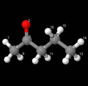 57. -Πεντανόνη (-Pentanone, 5 H O) Ακολουθούμε την ίδια διαδικασία όπως με τις προηγούμενες ενώσεις για το μόριο -πεντανόνη (-pentanone).