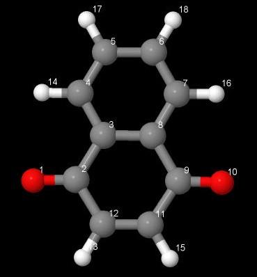 8.6 Ναϕθοκινόνη (Napthoquinone, H 6 O ) Ακολουθούμε την ίδια διαδικασία όπως με τις προηγούμενες ενώσεις για το μόριο ναϕθοκινόνη (Napthoquinone).