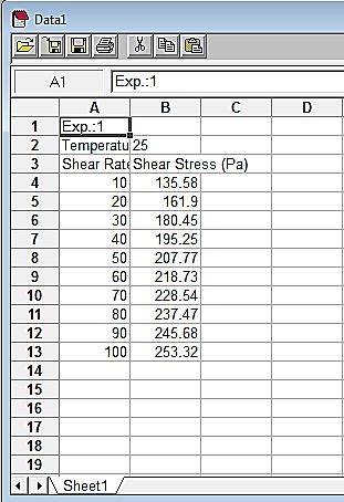 وعند الضغط على view data spreadsheet سوف تظهر البيانات على ورقة العمل في برنامج االكسيل وكما في الشكل التالي: وهنا يمكن