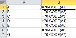 ... يتم طباعة االحرف في االكسيل ثم يتم تحويلها الى ارقام من خالل االمر التالي: =CODE(A1) ثم الضغط