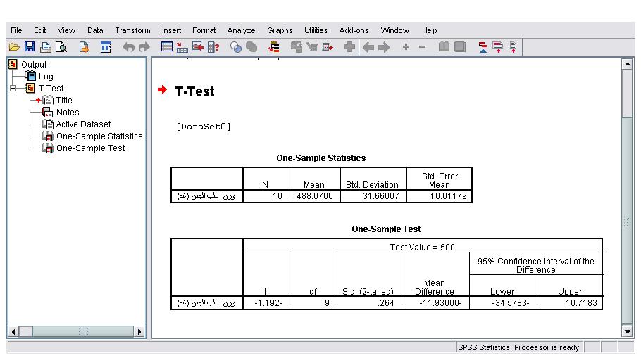 264 one sample T test المفروضة وتساوي -11.83 وفي جدول ان وهي اكبر من 9.